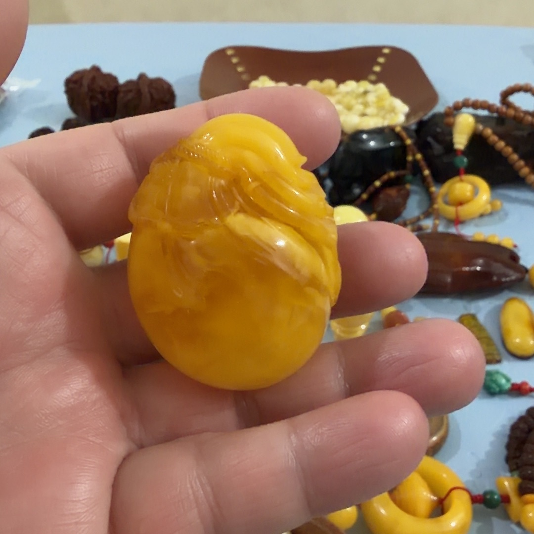 定制琥珀未镶嵌钱袋子无优化无烤色天然蜜蜡