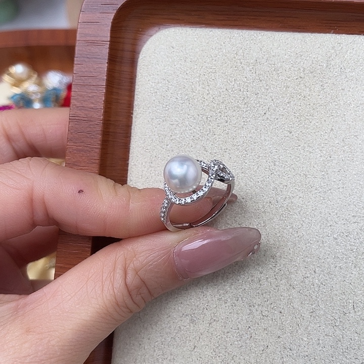 银S925镶嵌戒指海水珍珠