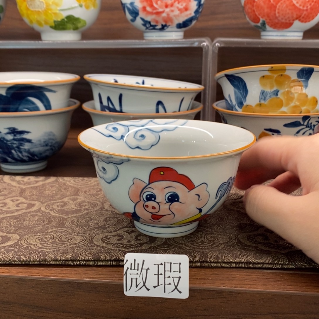 釉下彩老陶泥手工绘制