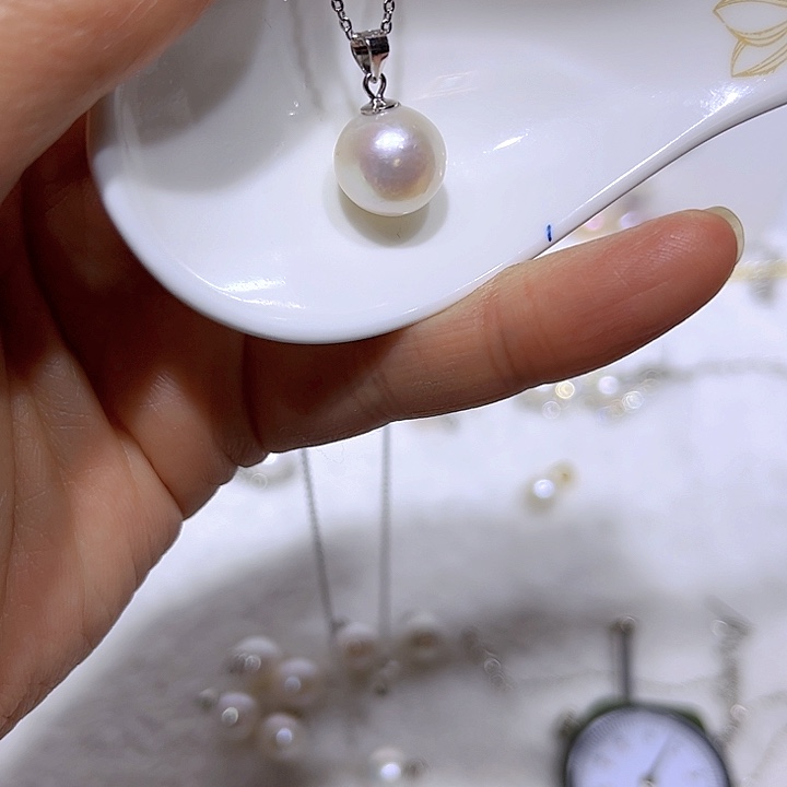 淡水珍珠白珠银色瓜子扣合金