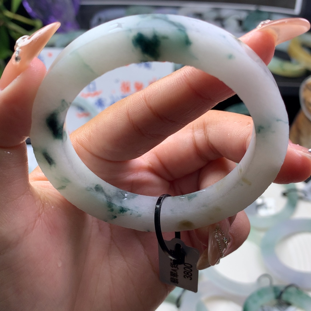 定制翡翠叮当镯未镶嵌54/60 宽8 力推 