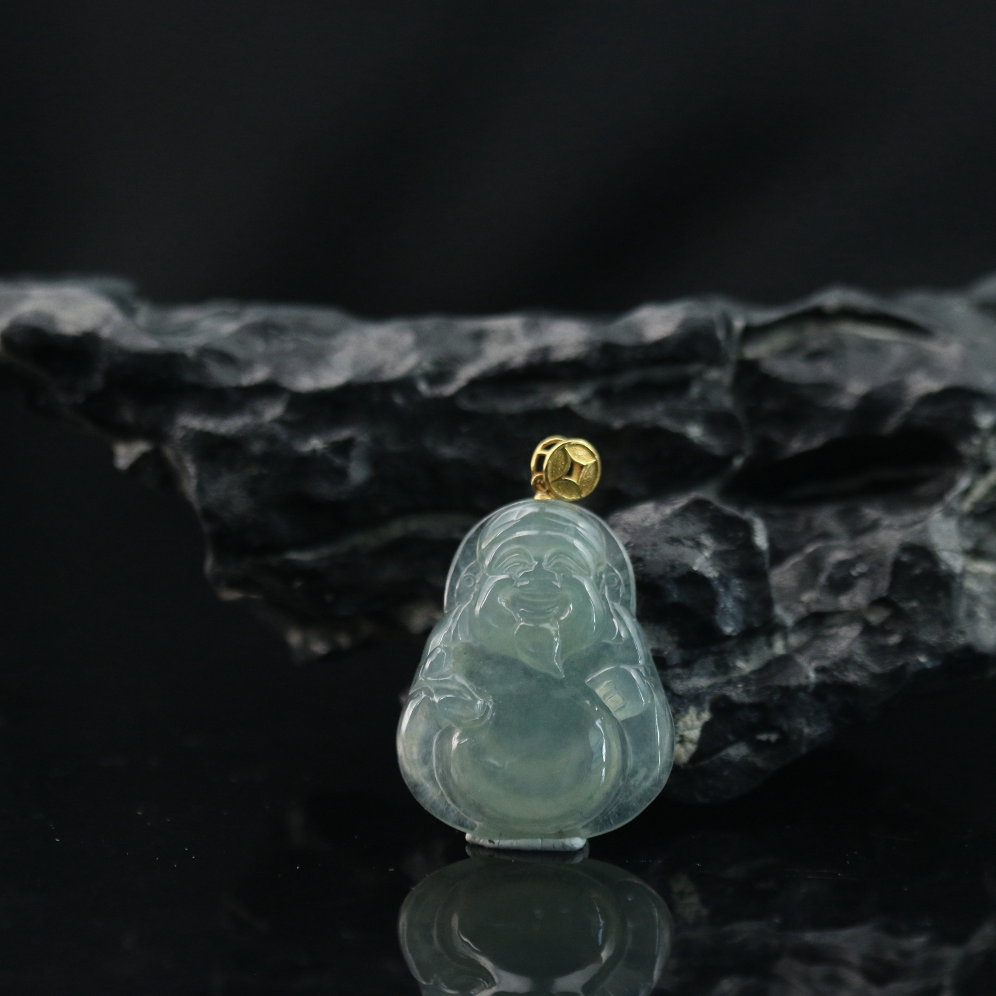 28天然缅甸翡翠A货18k财神/600112/上海嘉禾拍卖