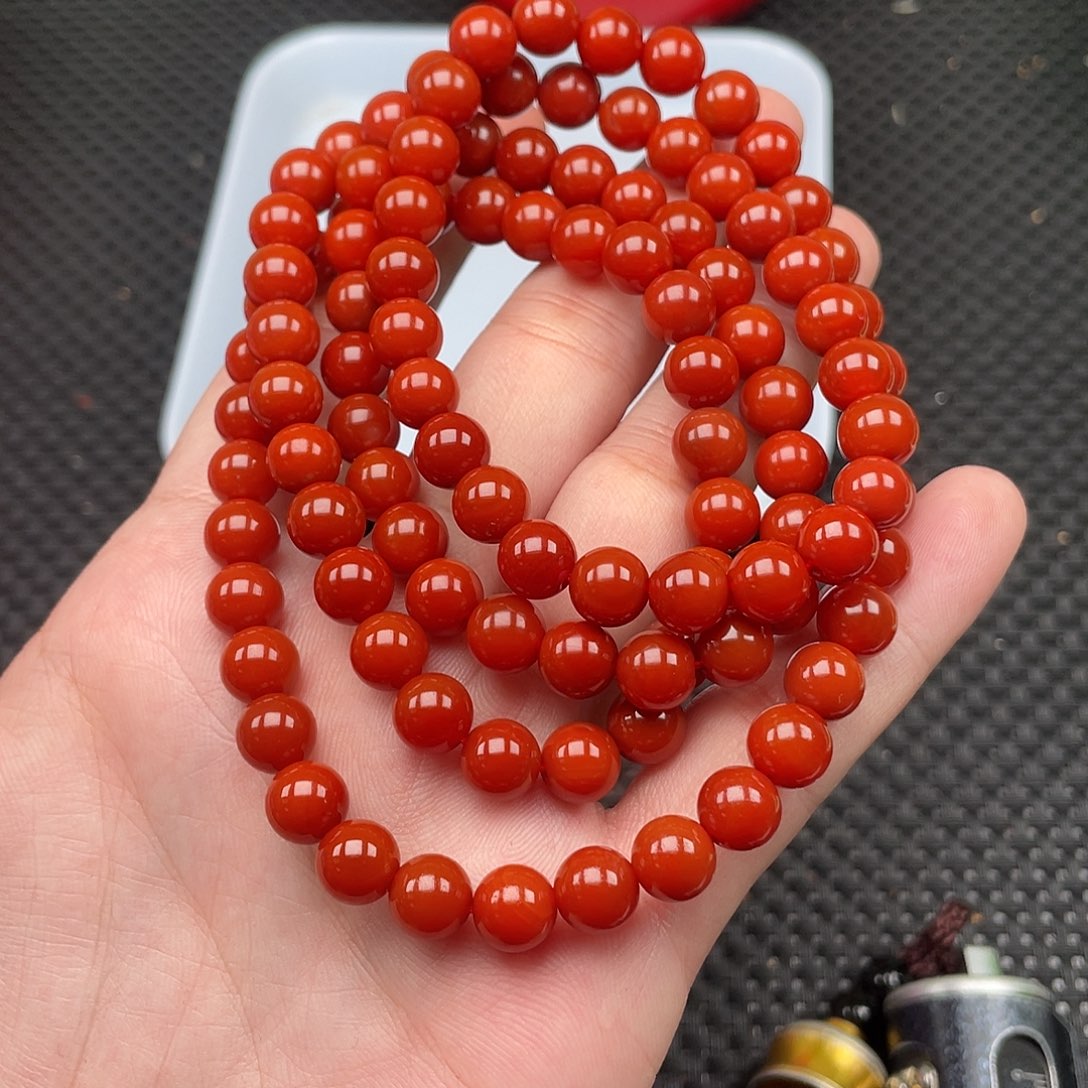 南红玛瑙未镶嵌8mm柿子红圆珠108颗长链