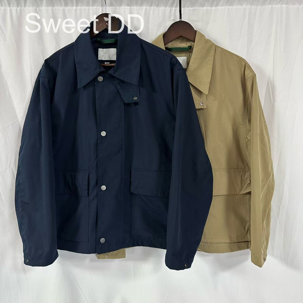 双色翻领休闲夹克外套/鱼