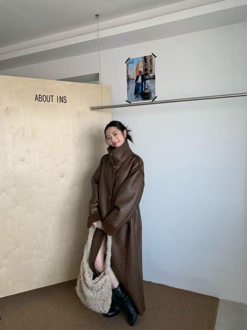 米古古 ABOUT# 082-福 英伦风复古立领加厚秋冬贵气大衣（衣长131）