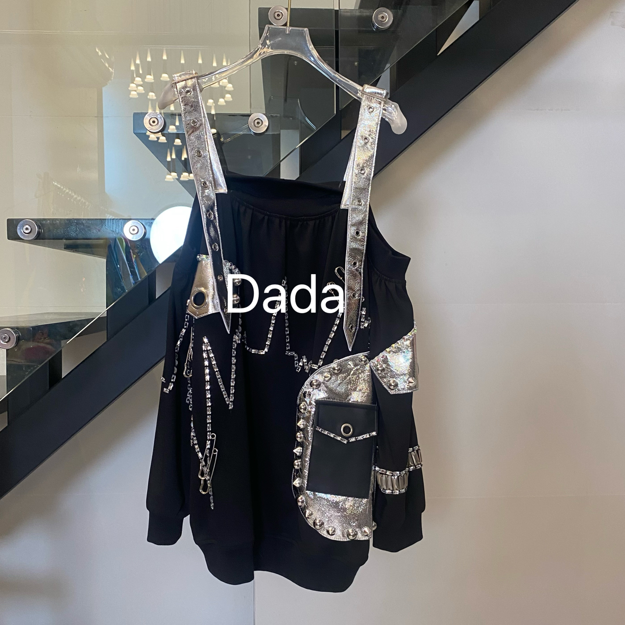 Dada 原创遮肉圆领黑色T恤时尚C15529设计师