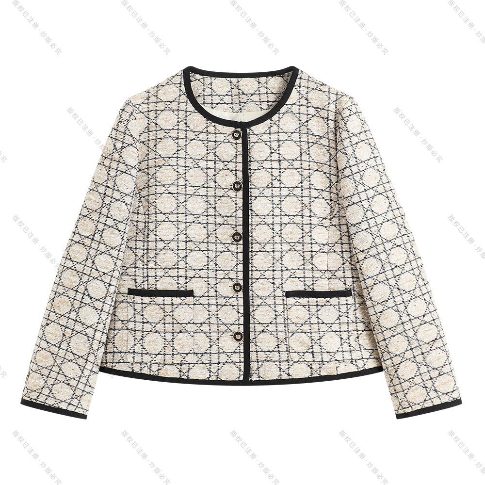 【南油虹姐】秋冬长袖名媛小香风短外套金纱小香风外套毛呢粗花呢