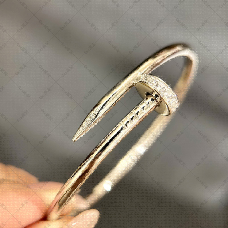 足银手镯 高版本头尾钻V金厚镀钉子双色 手镯