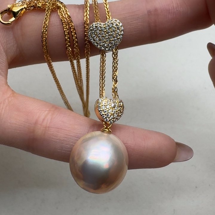 银S925镶嵌拼合珍珠（马贝珠）颈饰