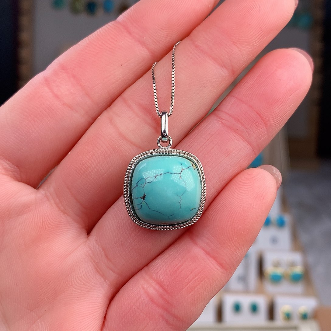 绿松石颈饰银S925镶嵌