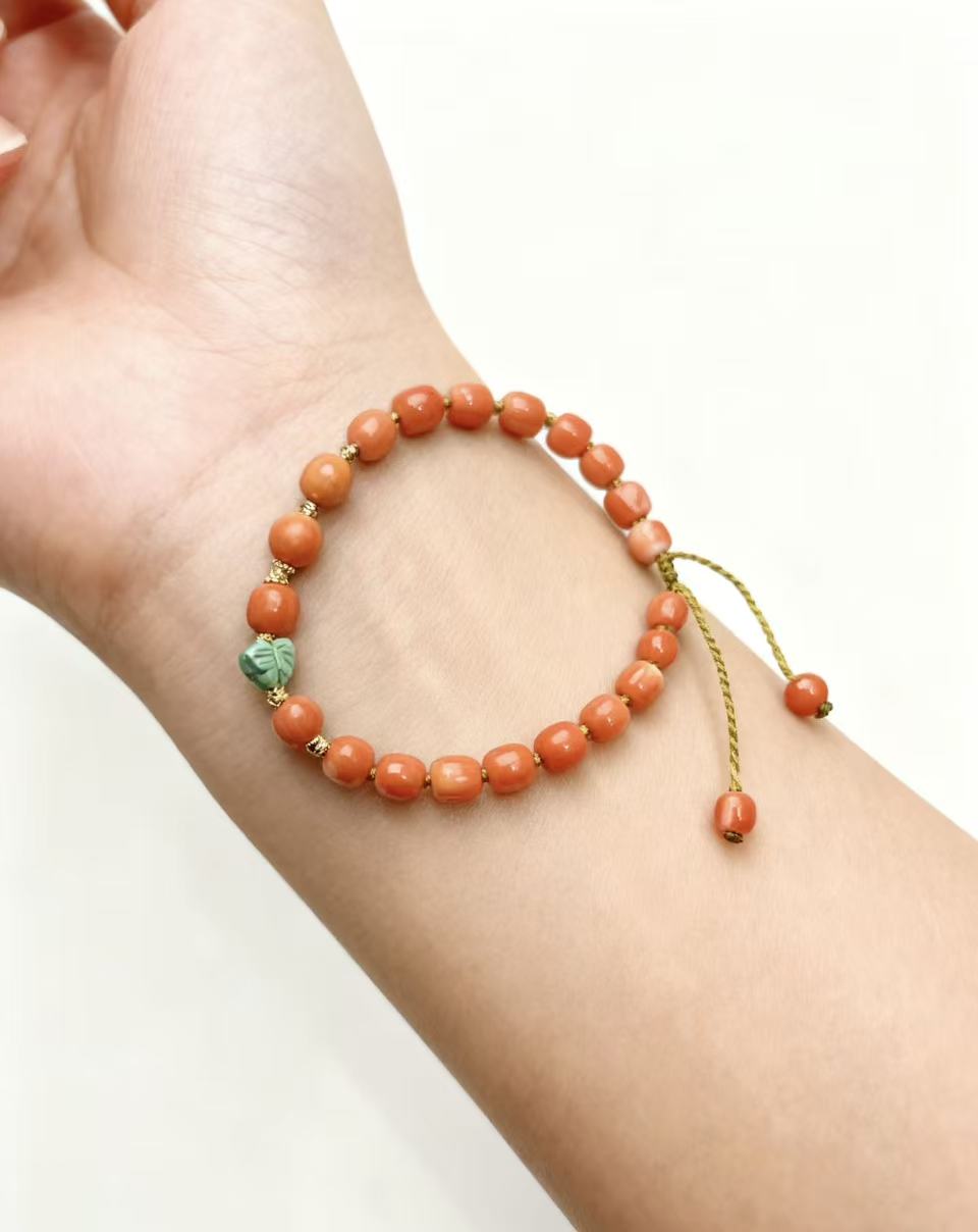 莫莫红珊瑚 桶珠手链 MO0812