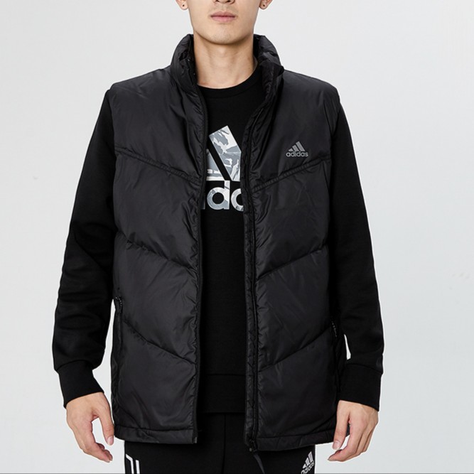 Adidas/阿迪达斯正品2024年夏季新款男子休闲羽绒马甲 H20775
