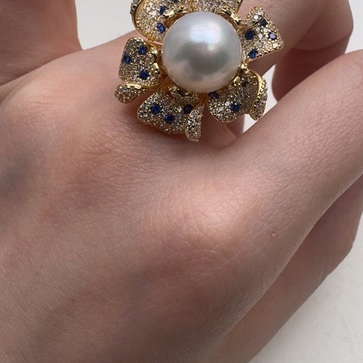 海水珍珠戒指银S925镶嵌