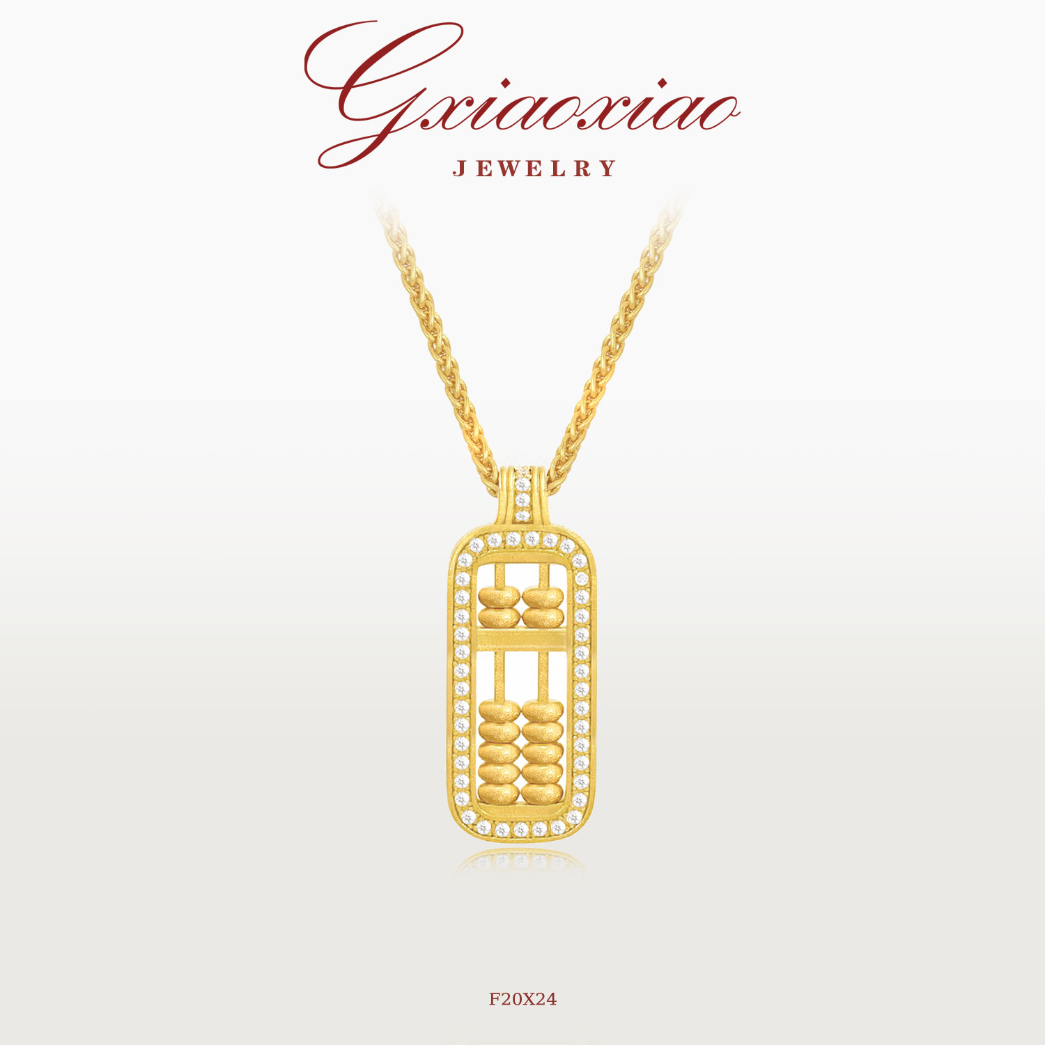 G XIAOXIAO 新中式国风金色精美算盘锁骨项链 F20X24