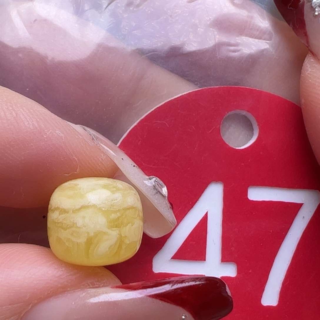 蜜蜡未镶嵌珠宝奇石10mm金瓷白虎皮老型