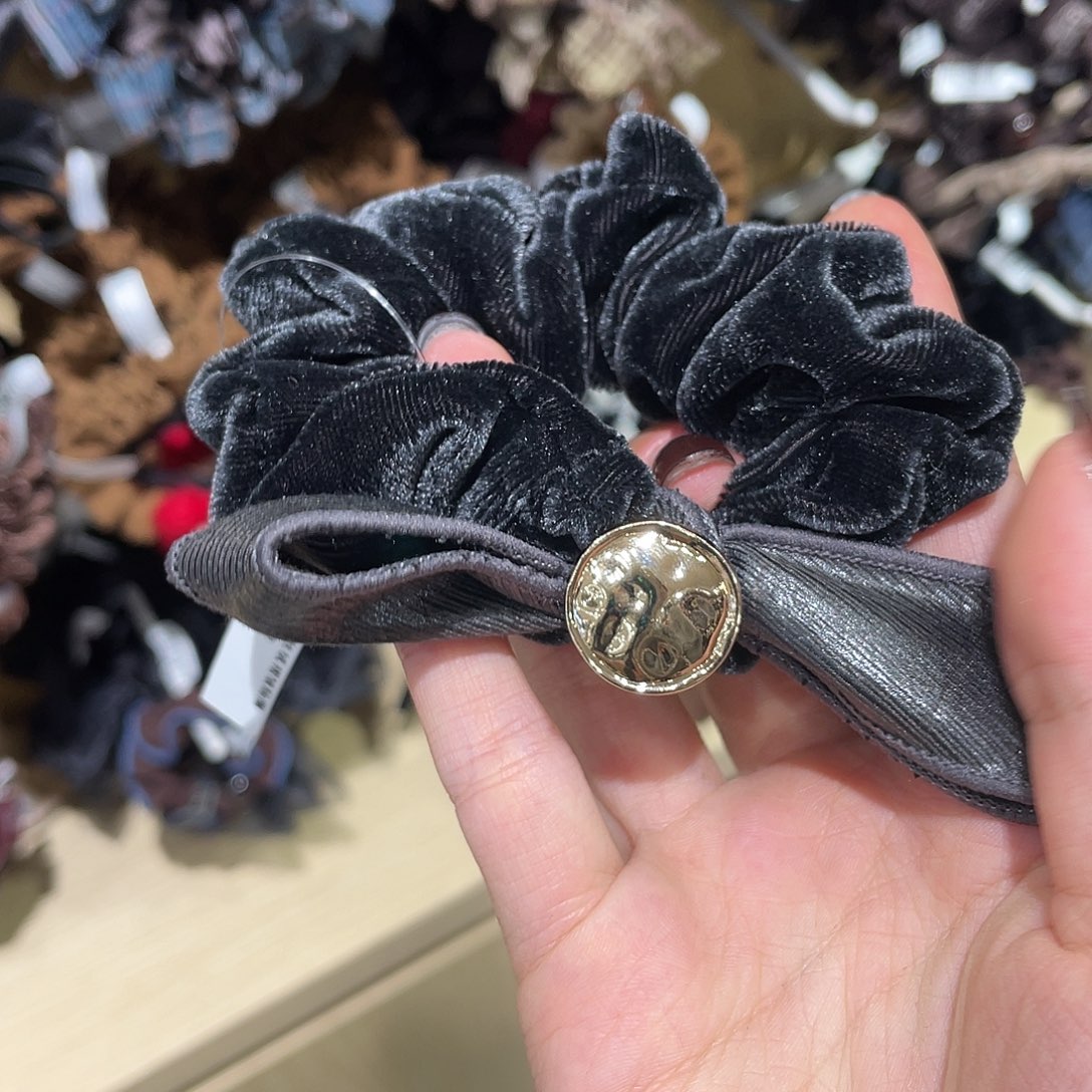 羽毛非金属灰色蝴蝶结丝绒发圈