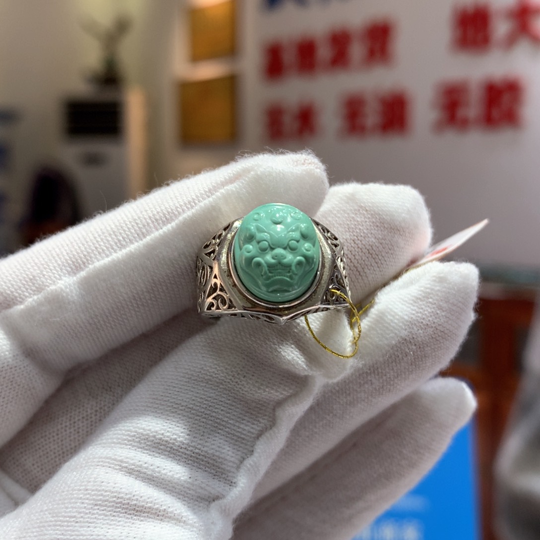 绿松石戒指银S925镶嵌