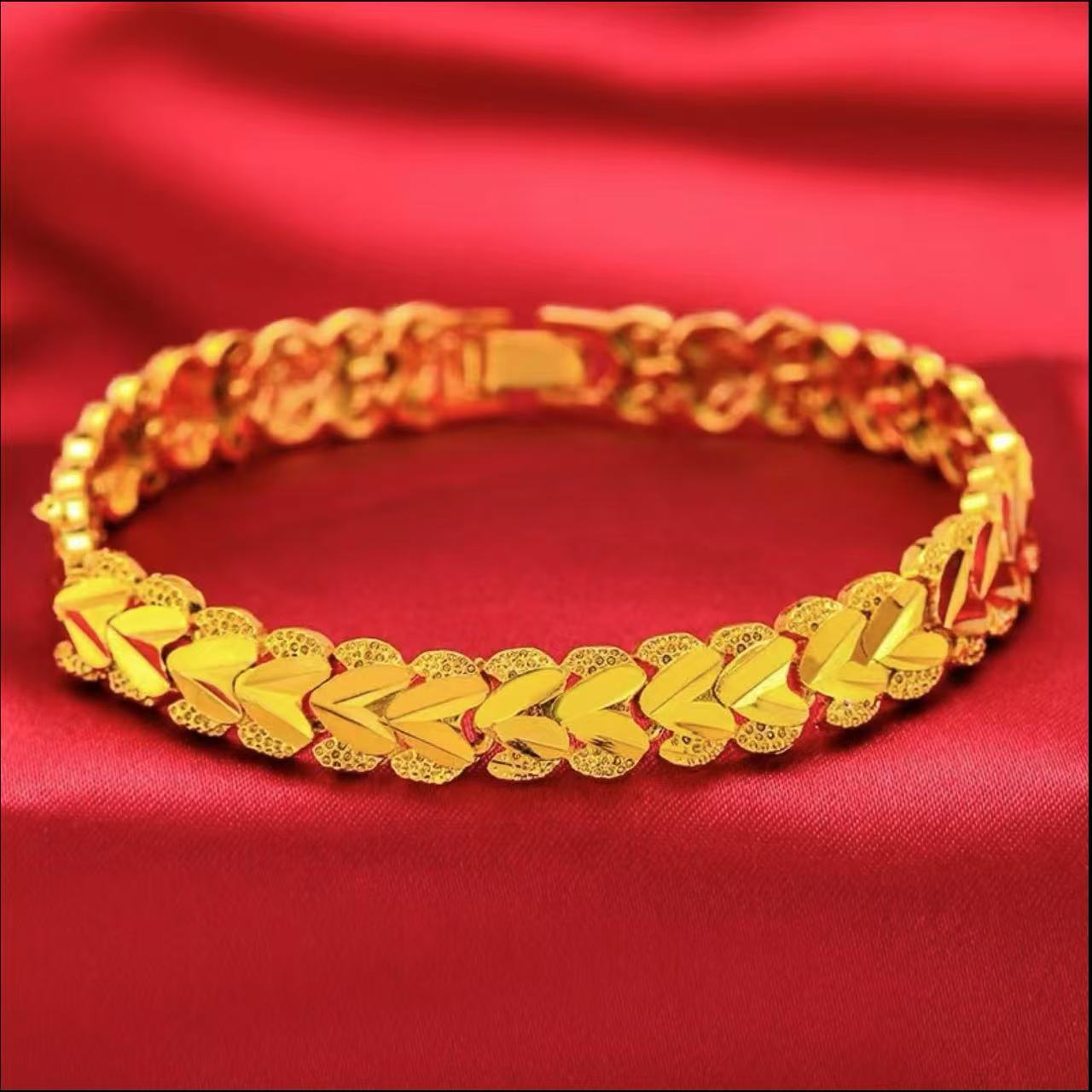 合金手链 【心心相印手链】女款气质时尚百搭女士金枝玉叶精美素款