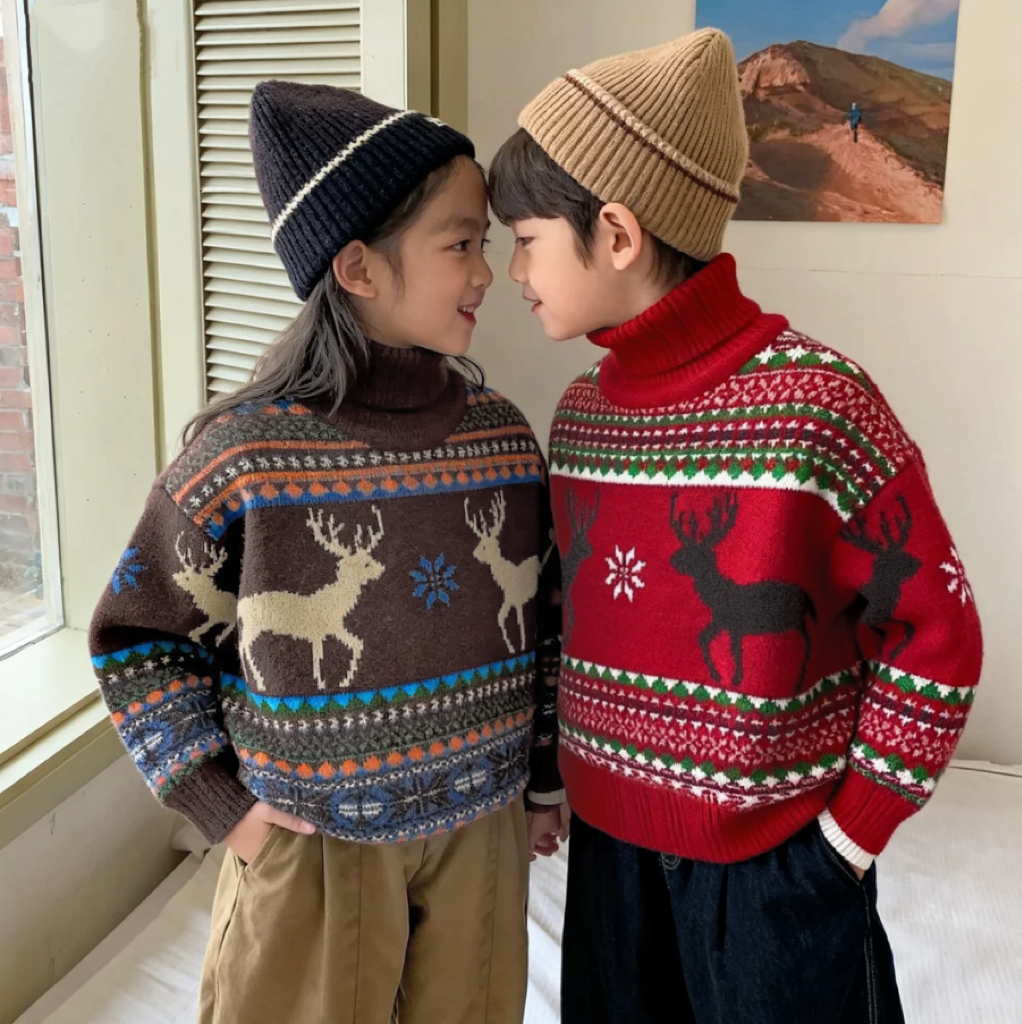 2025儿童秋冬加厚高领毛衣韩版洋气男女童针织衫冬季针织衫