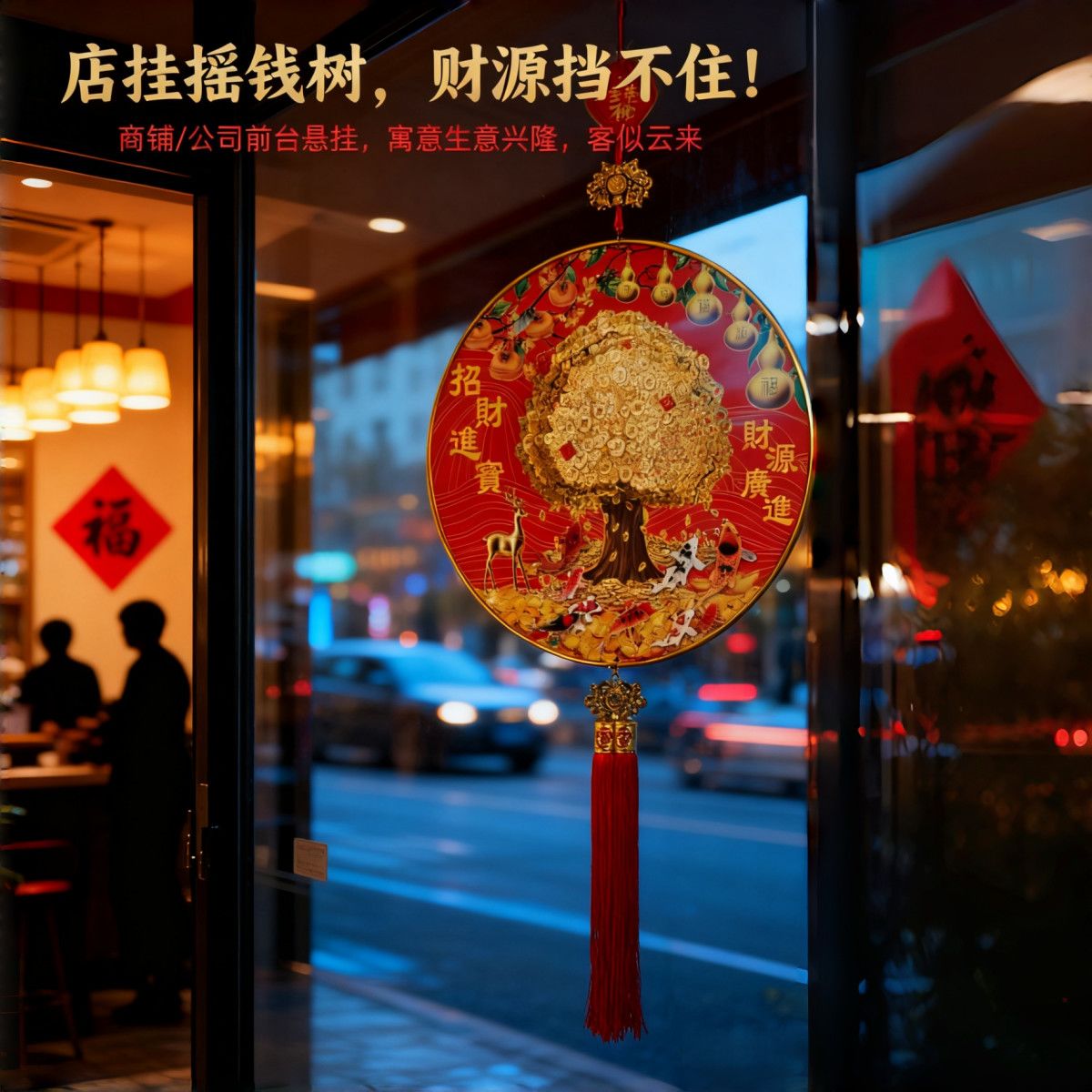 【摇钱树】自带电机立体发财树五福临门招财进宝吉祥喜庆新年挂件
