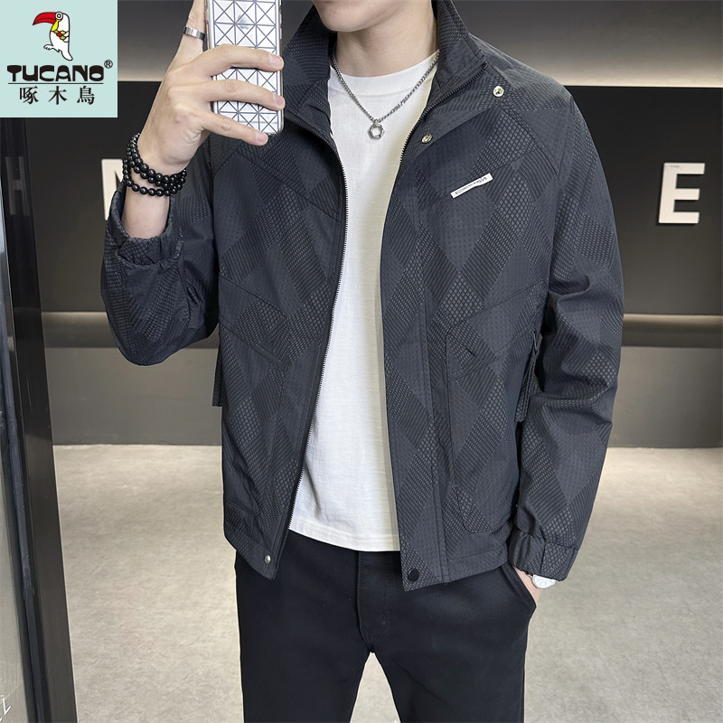 TUCANO/啄木鳥2025春季新款立领印花男士夹克休闲百搭上衣外套男