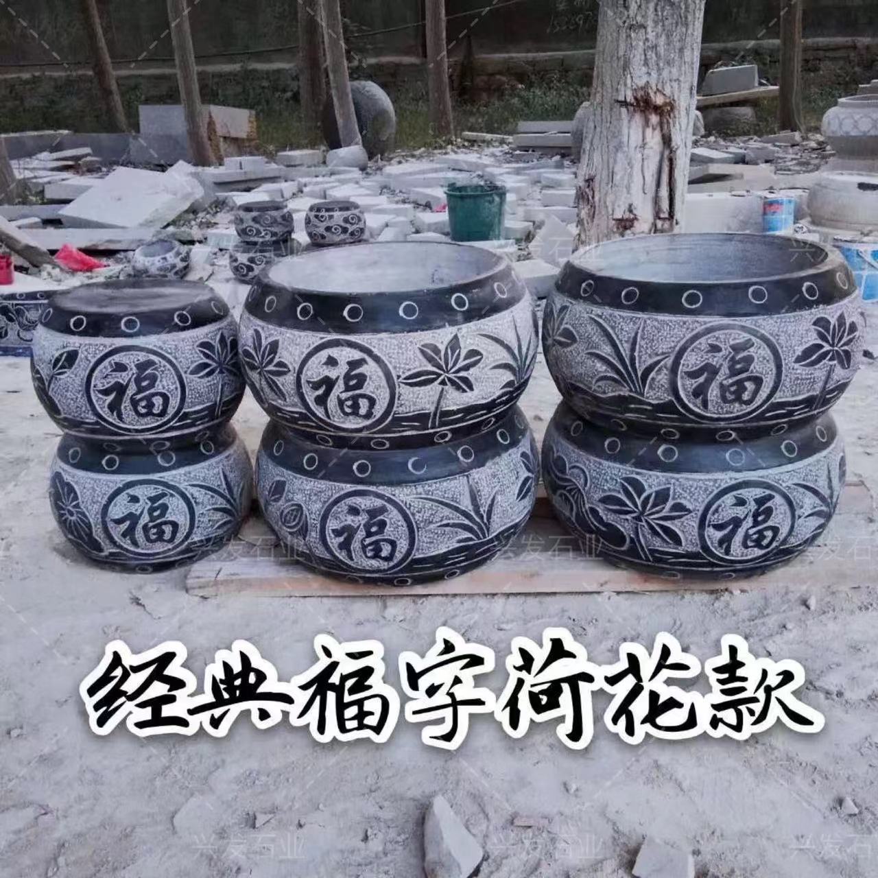 石柱底座圆墩柱脚石古建石头柱础空心包柱石皮垫基石