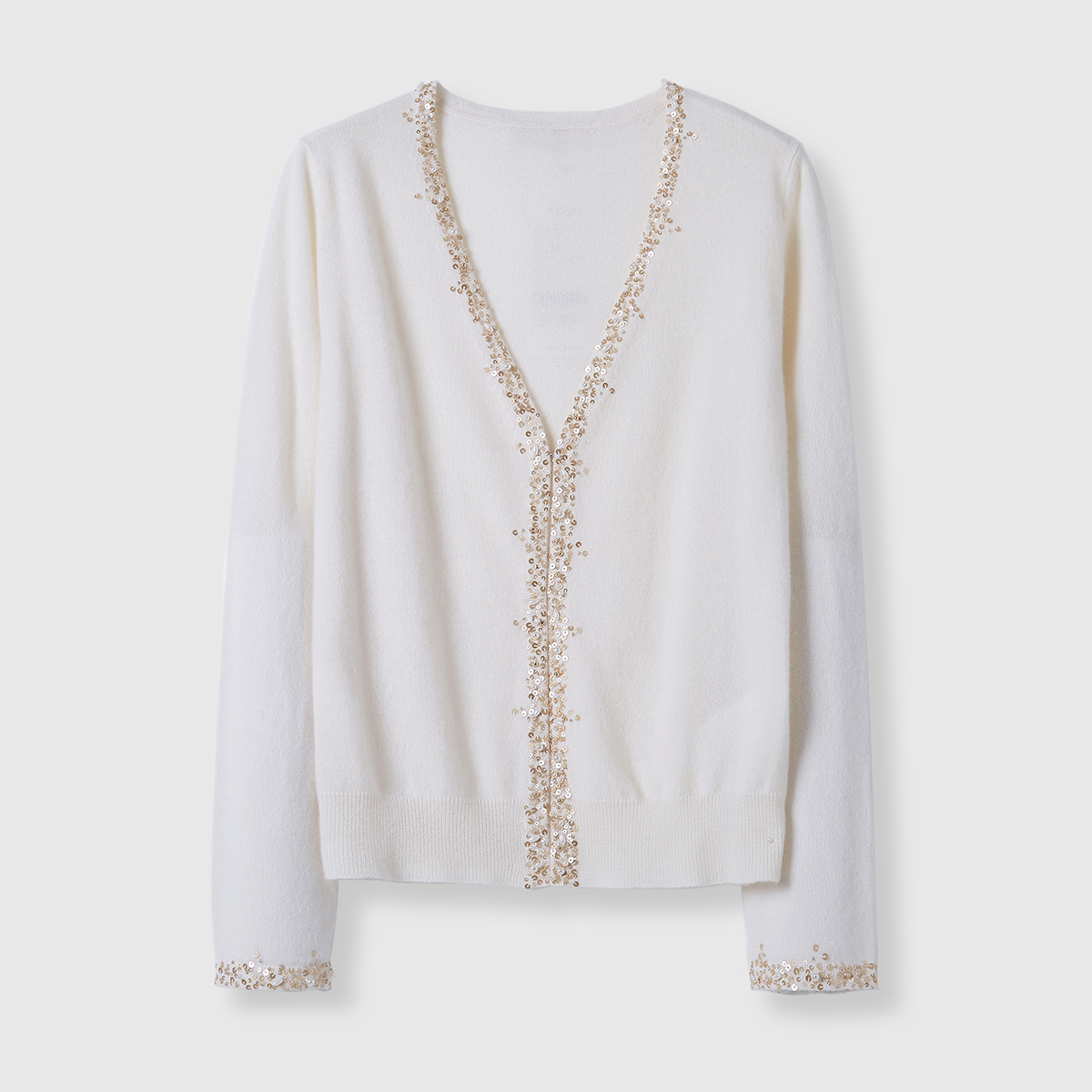 华家那华家那羊绒刺绣重工T恤长袖轻奢小香风