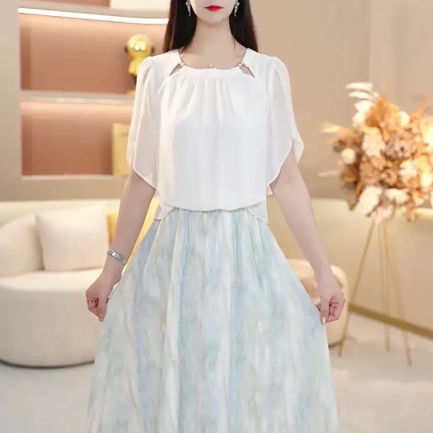 A0667夏季新款拼接连衣裙女修身显瘦气质优雅减龄时尚