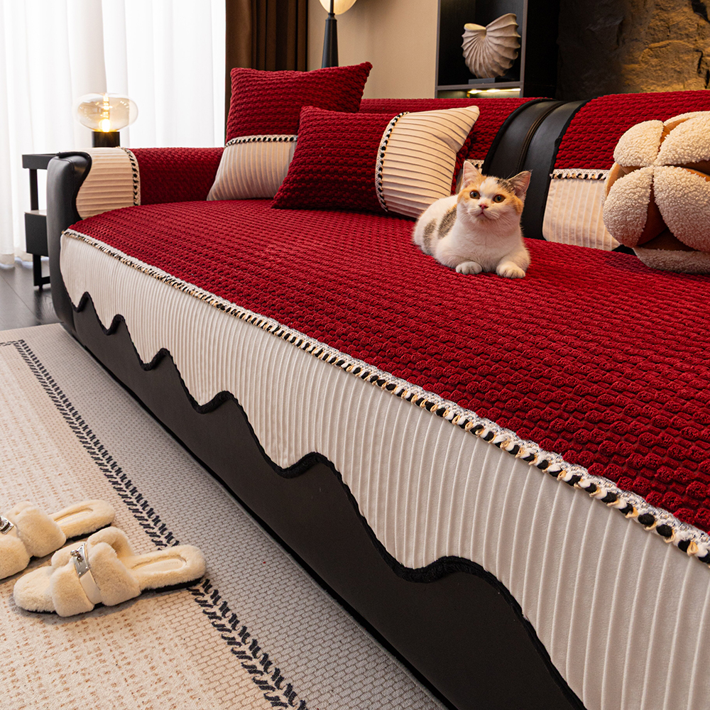 2026新款秋冬加厚高级轻奢灯芯绒防滑防猫抓不粘毛沙发垫套罩背巾