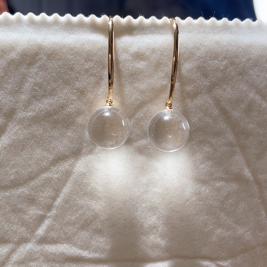 水晶耳饰银S925镶嵌大气款