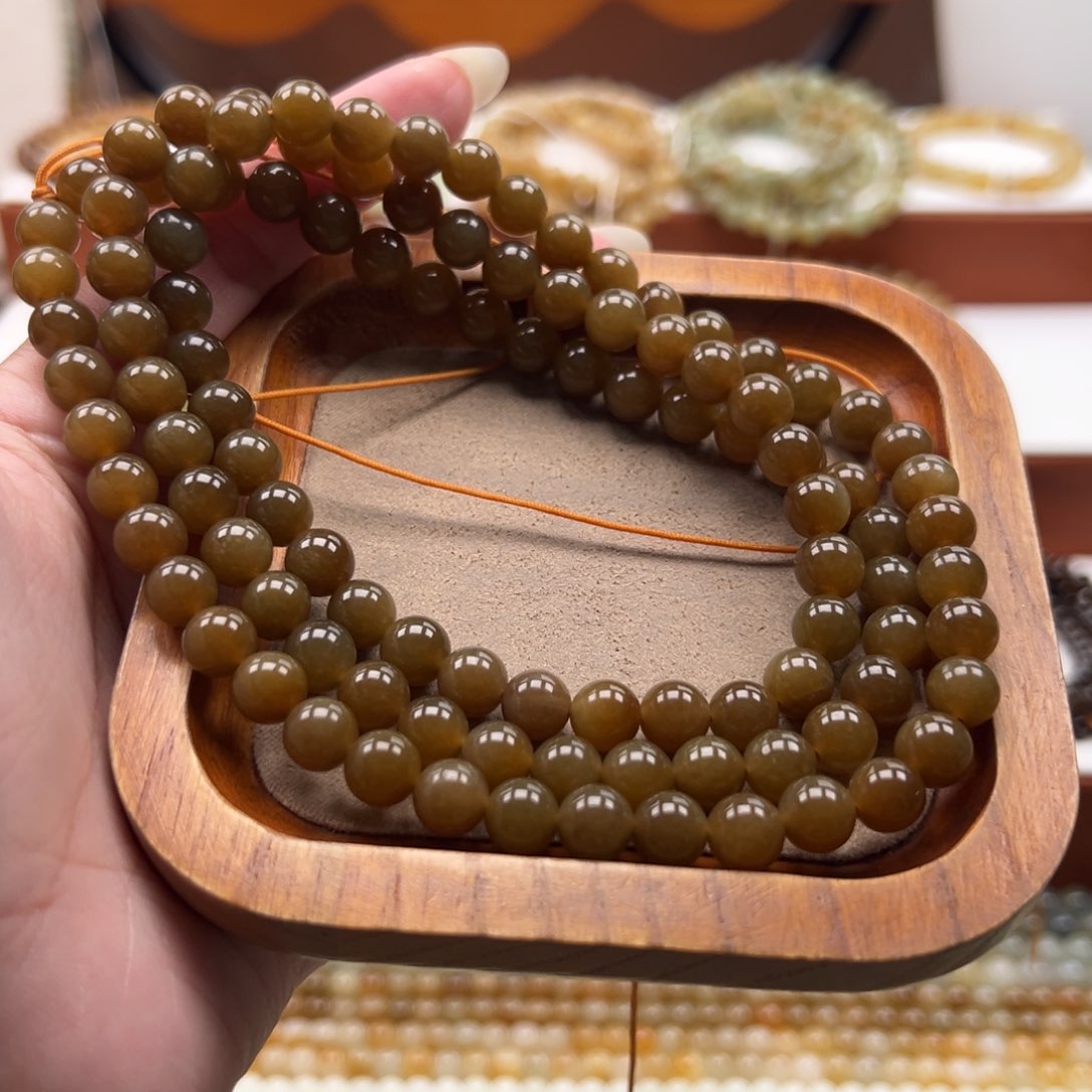 毛衣链未镶嵌和田玉珠串8mm