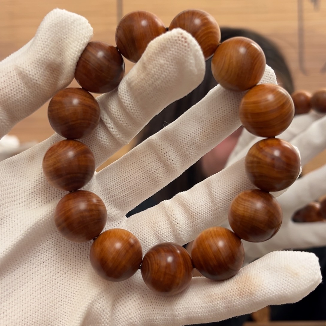 柏木（崖柏）手串/手链18黑油蚕丝纹泥膏香料38.1药香