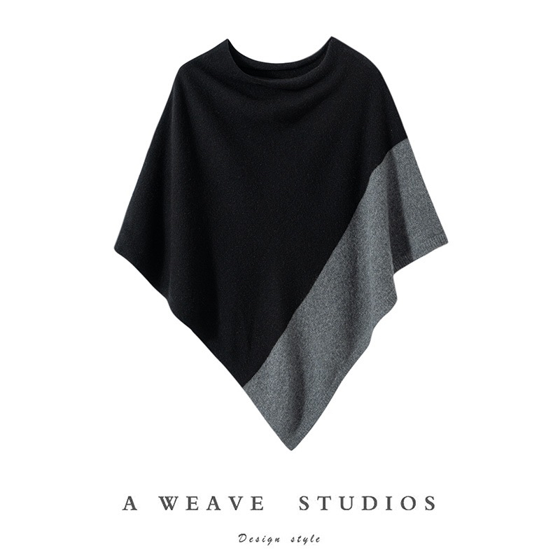 100%山羊绒baby绒女士拼色披肩