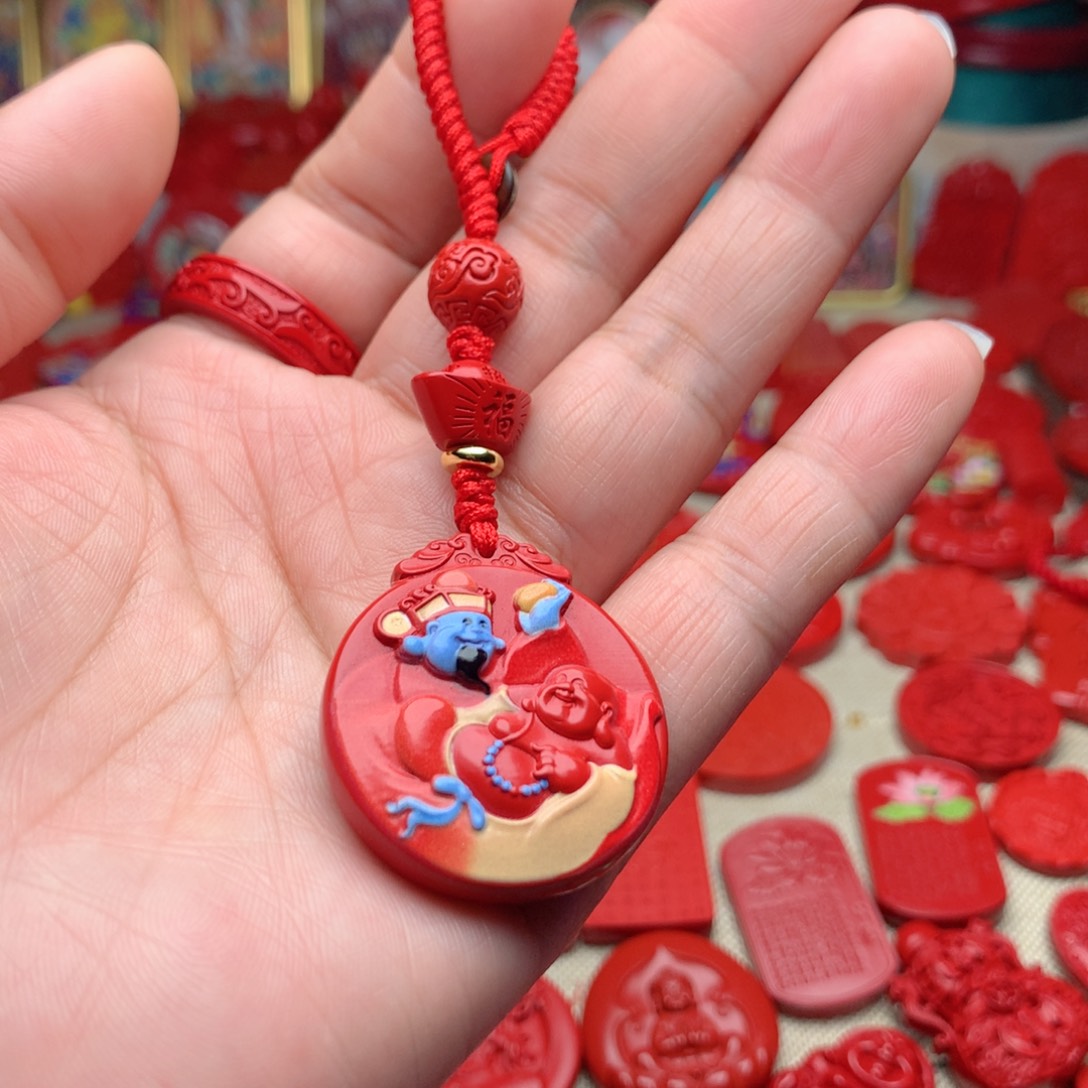 天然辰砂工艺品朱砂钥匙扣