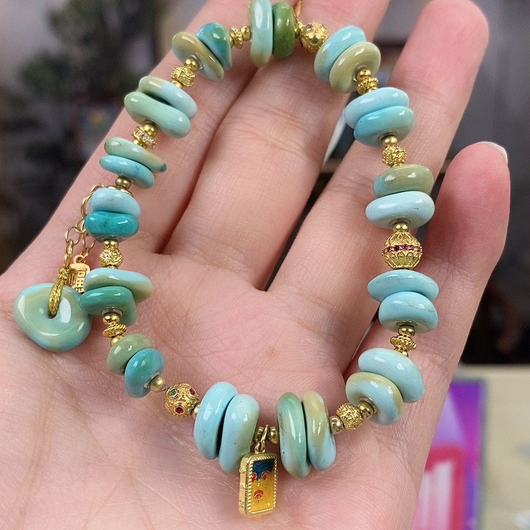 绿松石银S925镀金镶嵌珠宝奇石