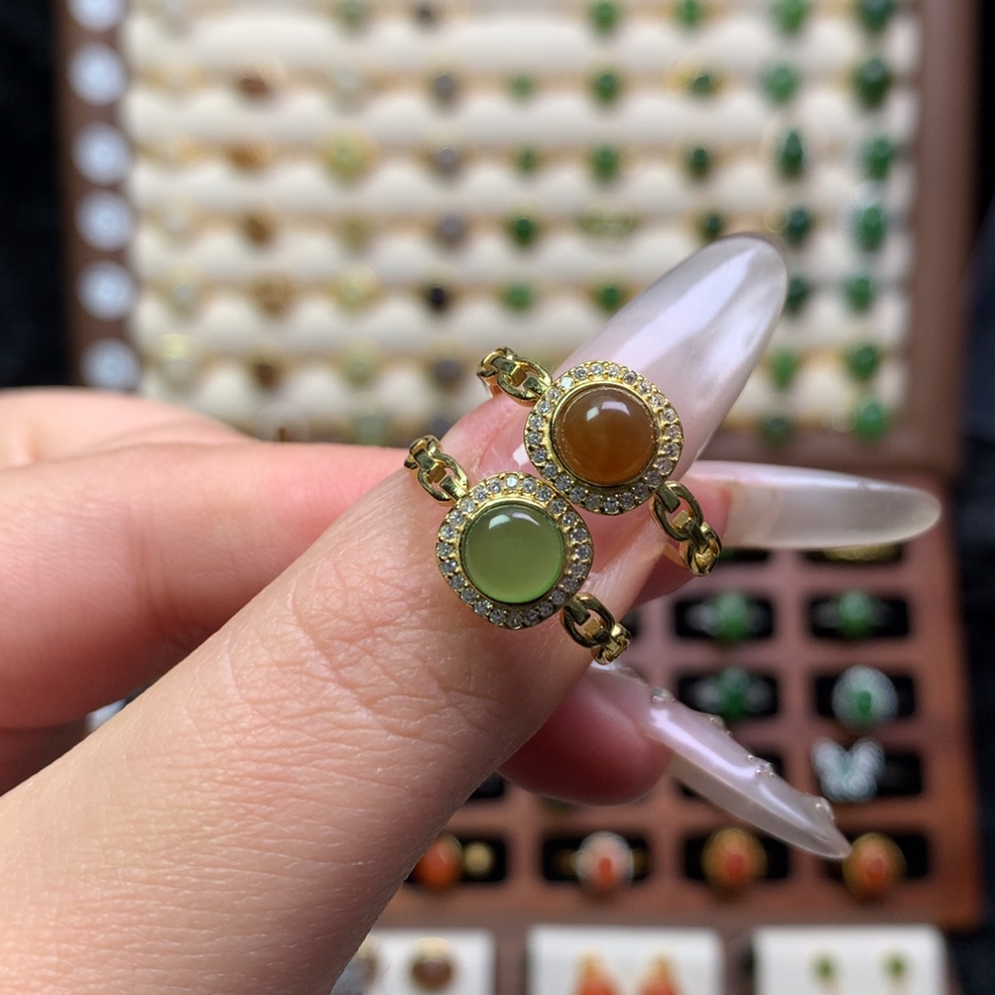 和田玉银S925镶嵌戒指