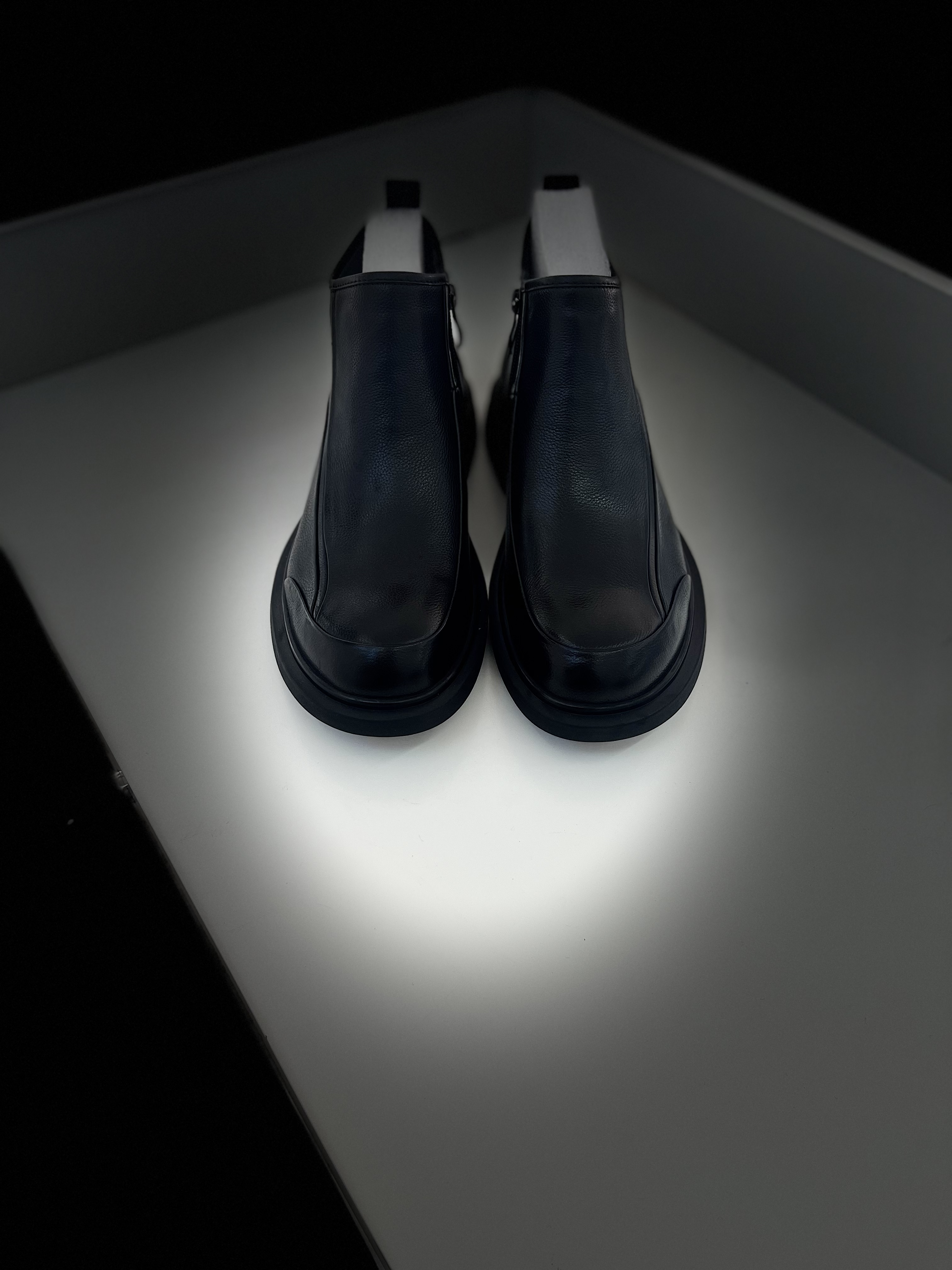 头层牛皮切尔西靴男真皮英伦软皮圆头商务休闲高帮皮鞋冬季马丁靴