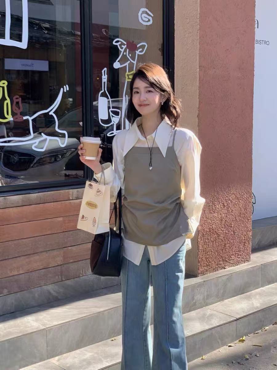 几趟家 秋冬新款韩系高级感女装百搭休闲女装韩版显瘦 扣号