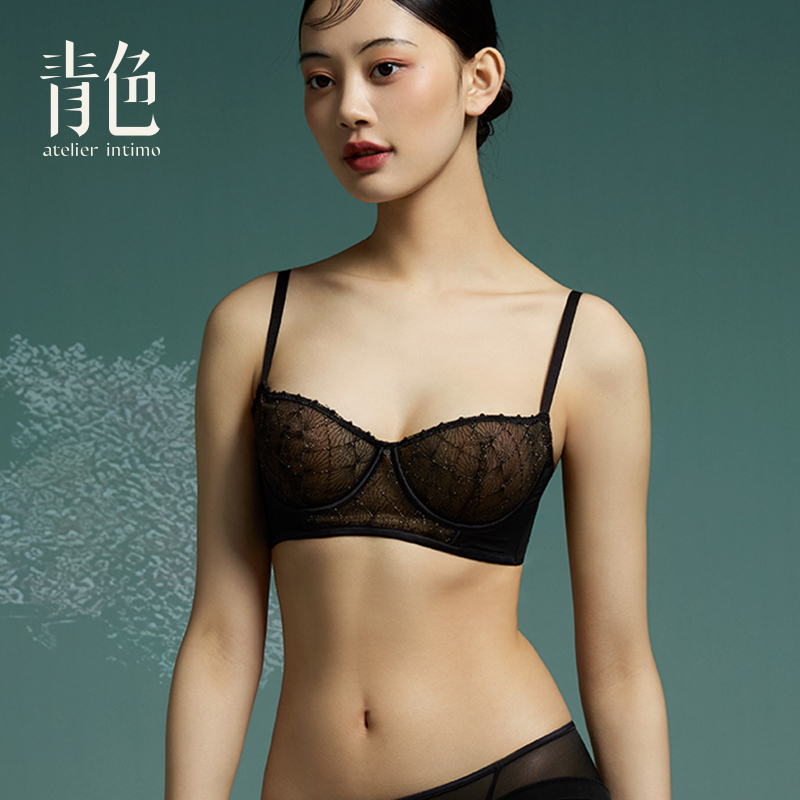 atelier intimo/青色【西域软钢圈文胸】聚拢西班牙刺绣文胸内衣