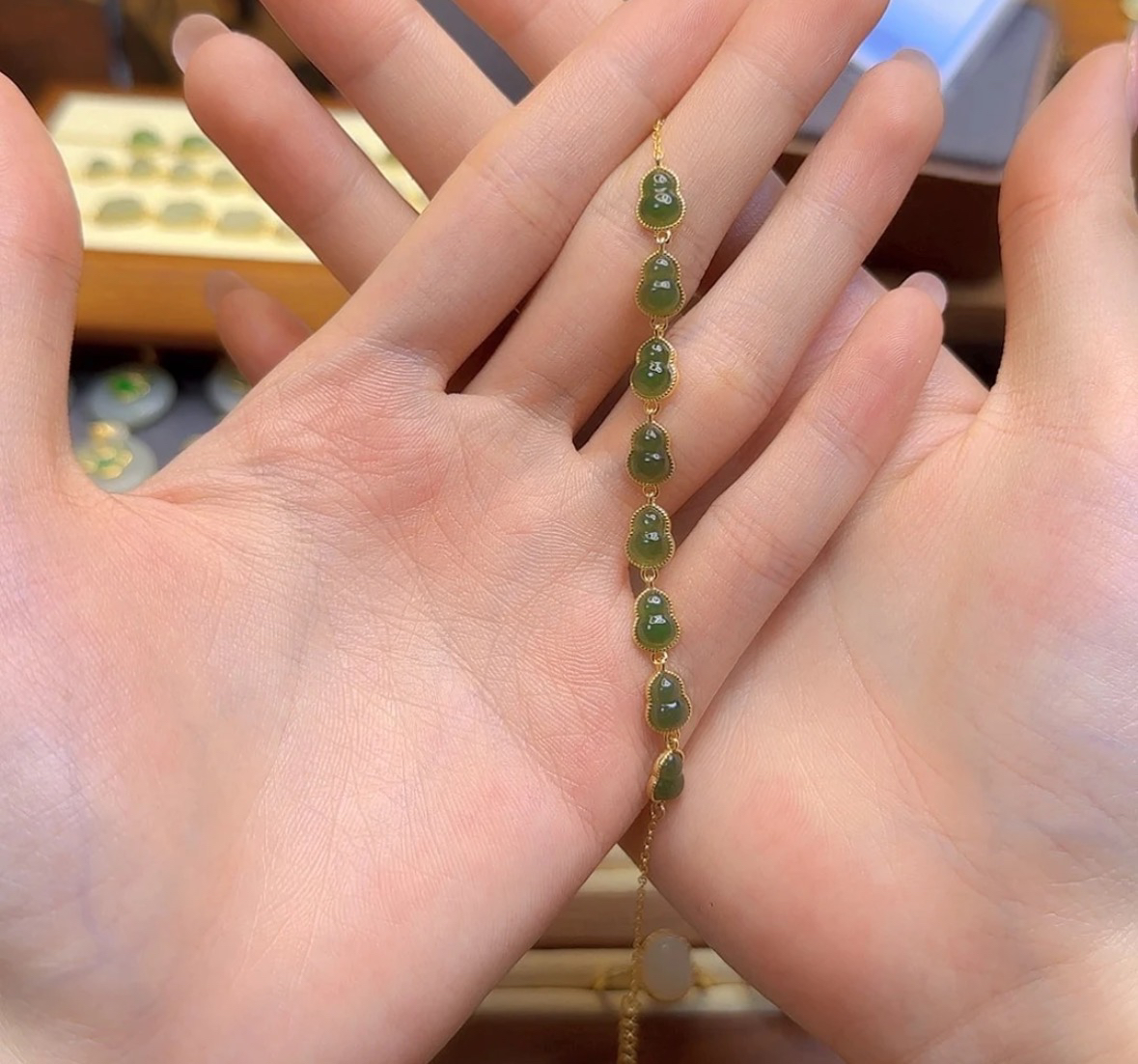 葫芦手链和田玉碧玉s925银