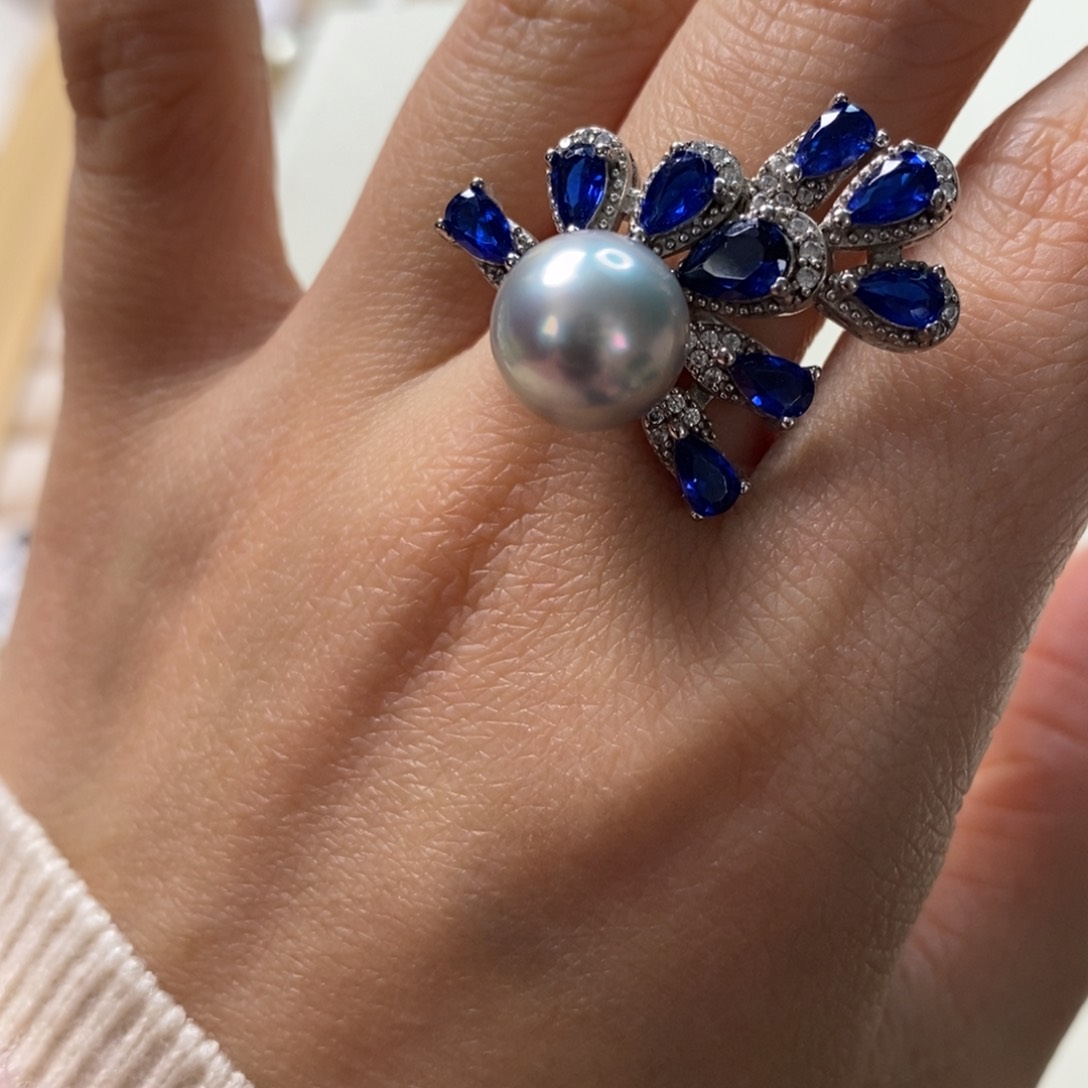 海水珍珠戒指银S925镶嵌