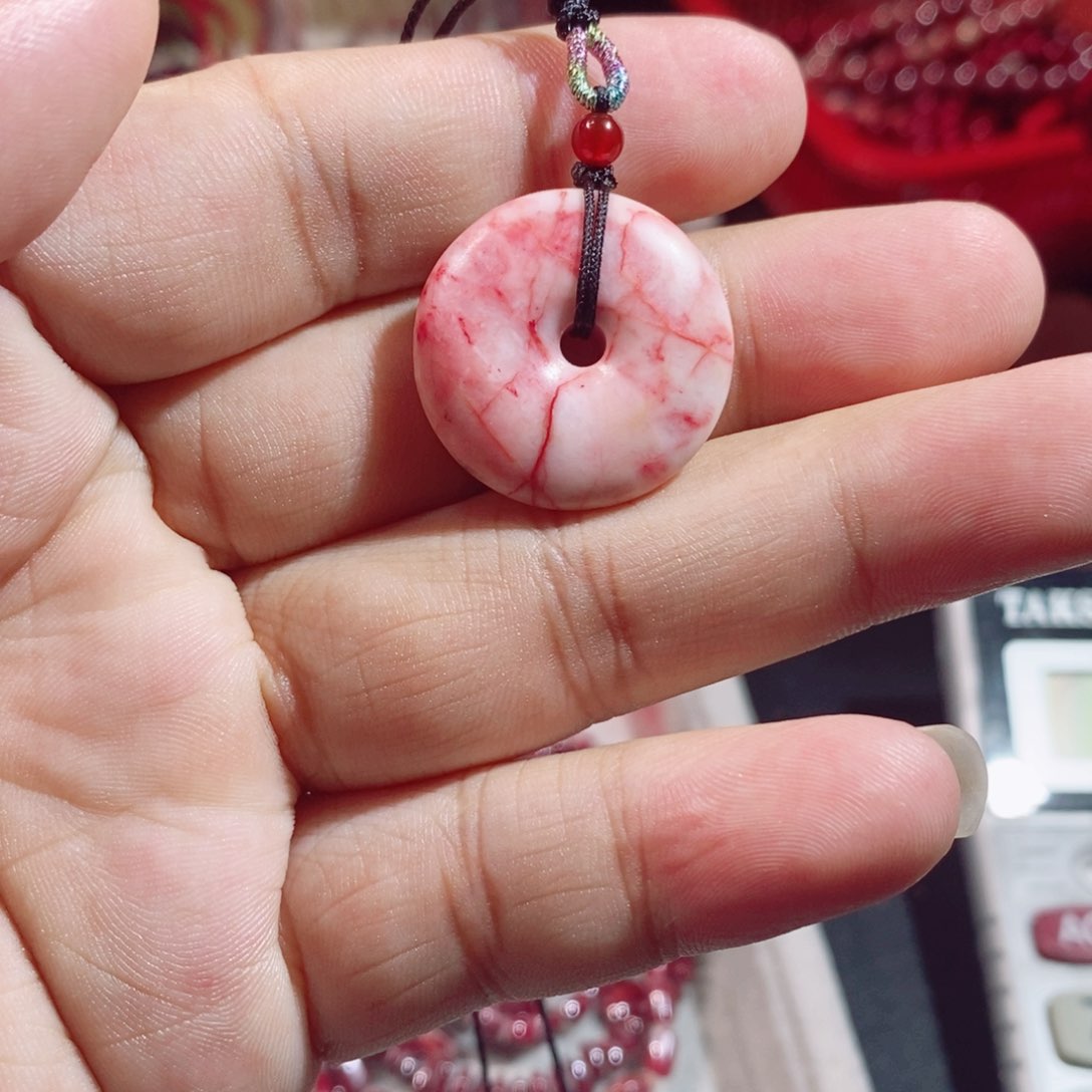 天然辰砂原石平安扣