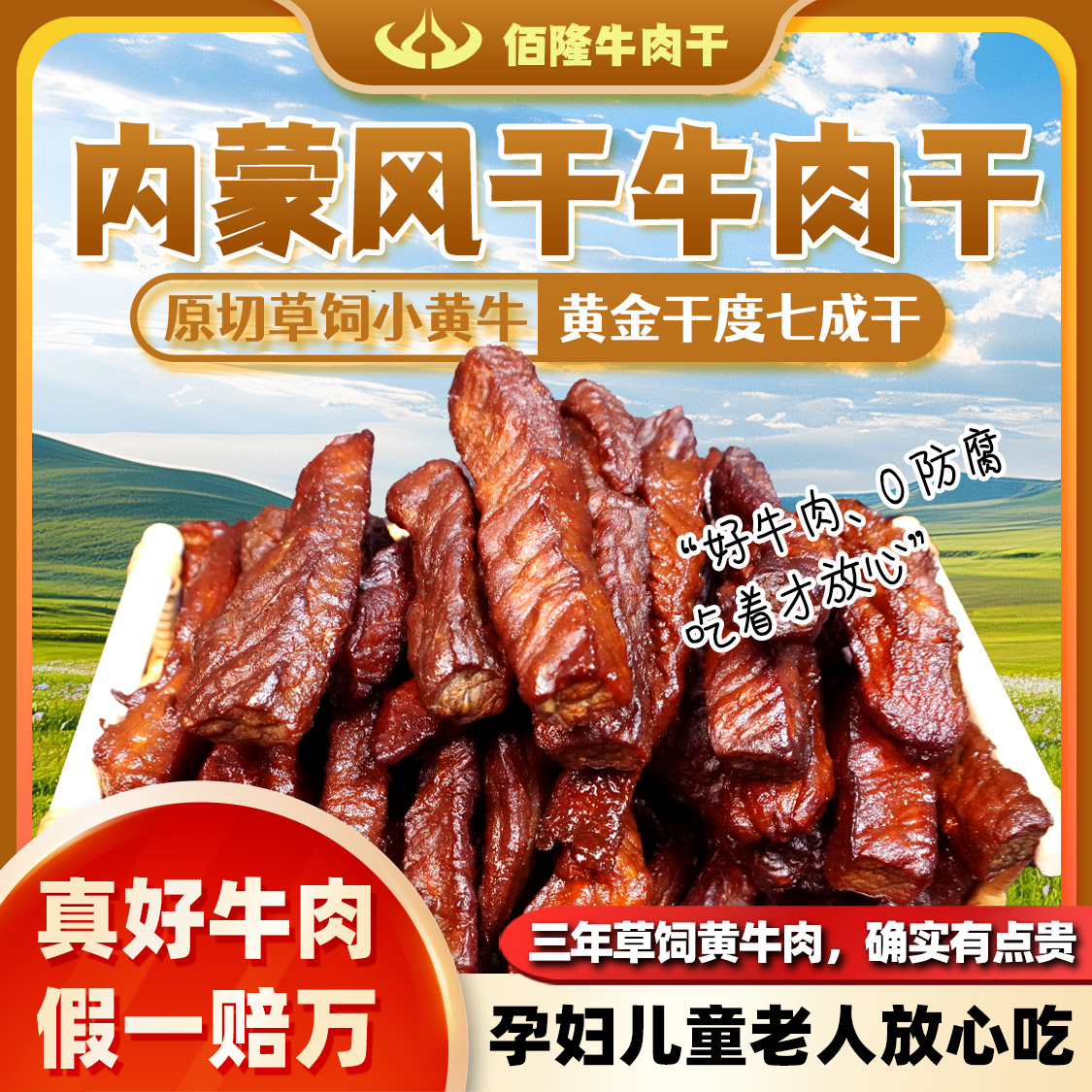  【边角料】佰隆内蒙古特产风干牛肉干孕妇老人儿童零食108g*2