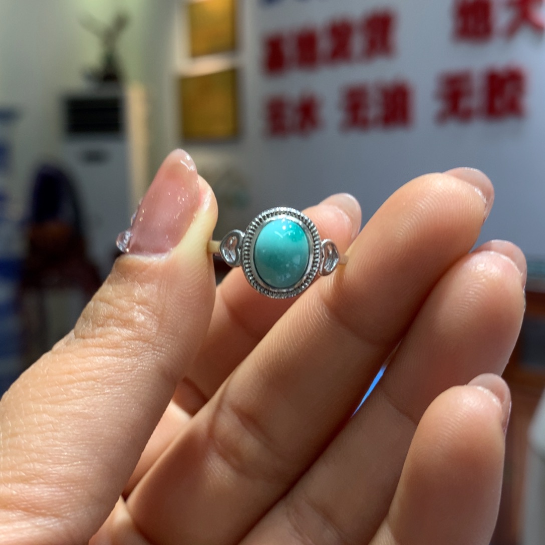 绿松石戒指银S925镶嵌