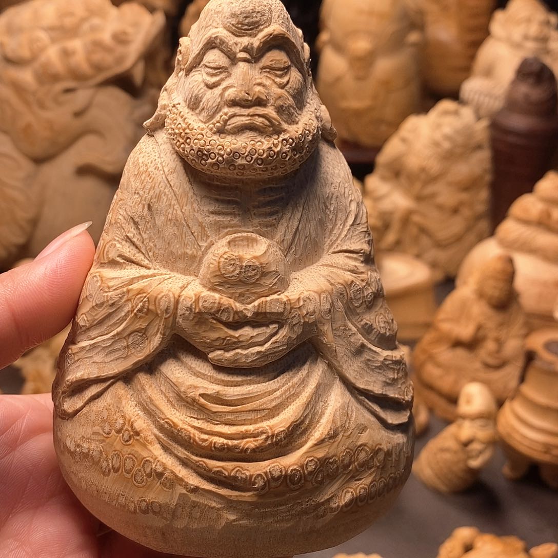 竹覆**球竹根雕达摩毛胚