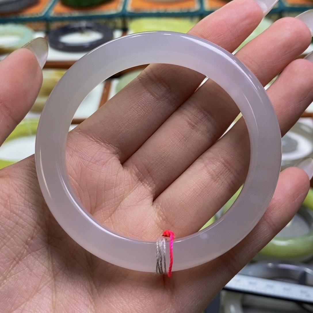 和田玉手镯未镶嵌青海高冰白月光54-55