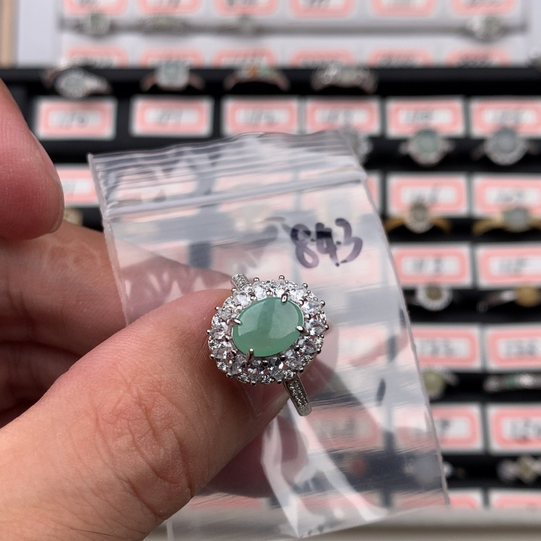 翡翠银S925镶嵌戒圈843