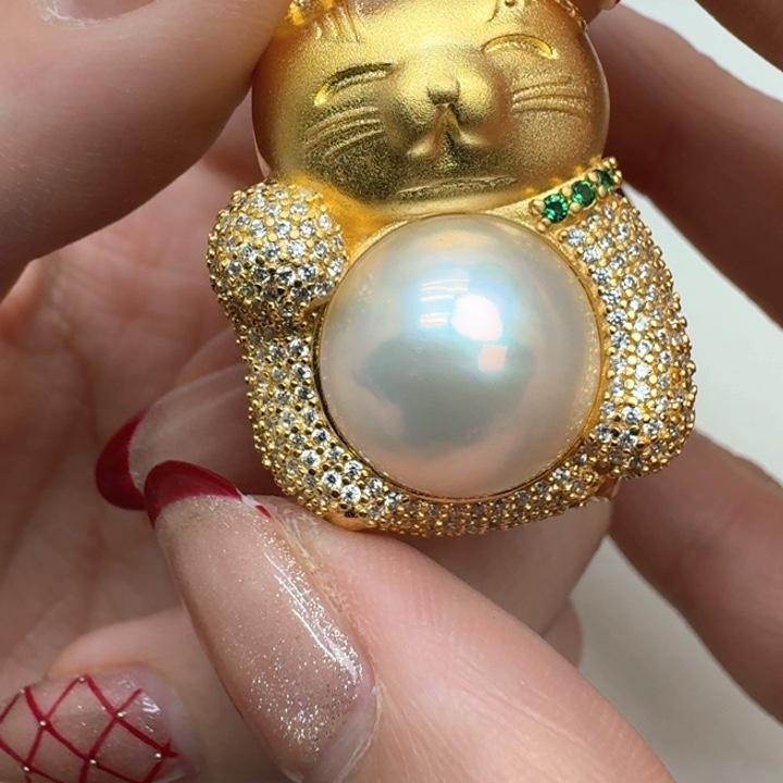 拼合珍珠（马贝珠）颈饰银S925镶嵌