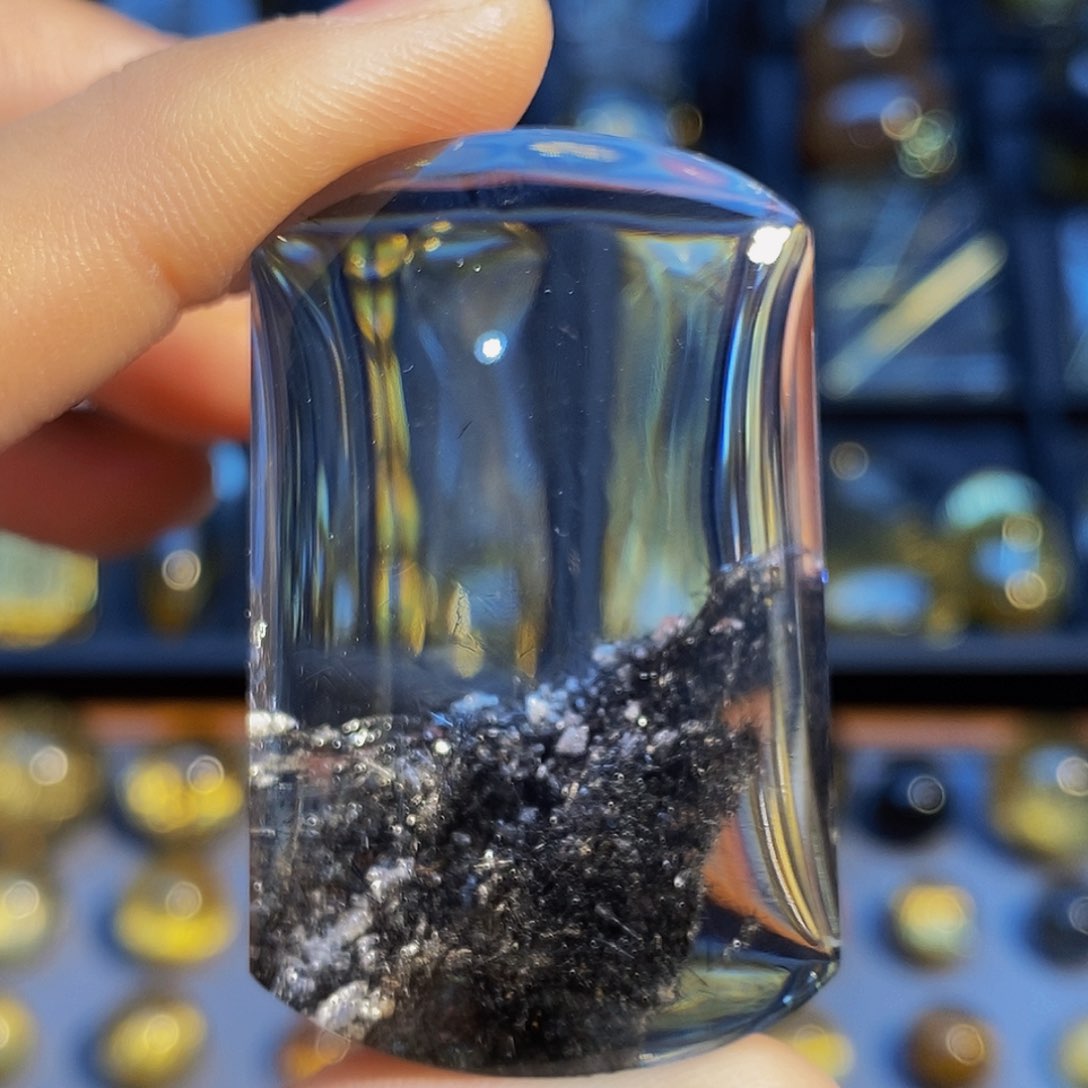 水晶颈饰未镶嵌天然黑发晶无事牌吊坠