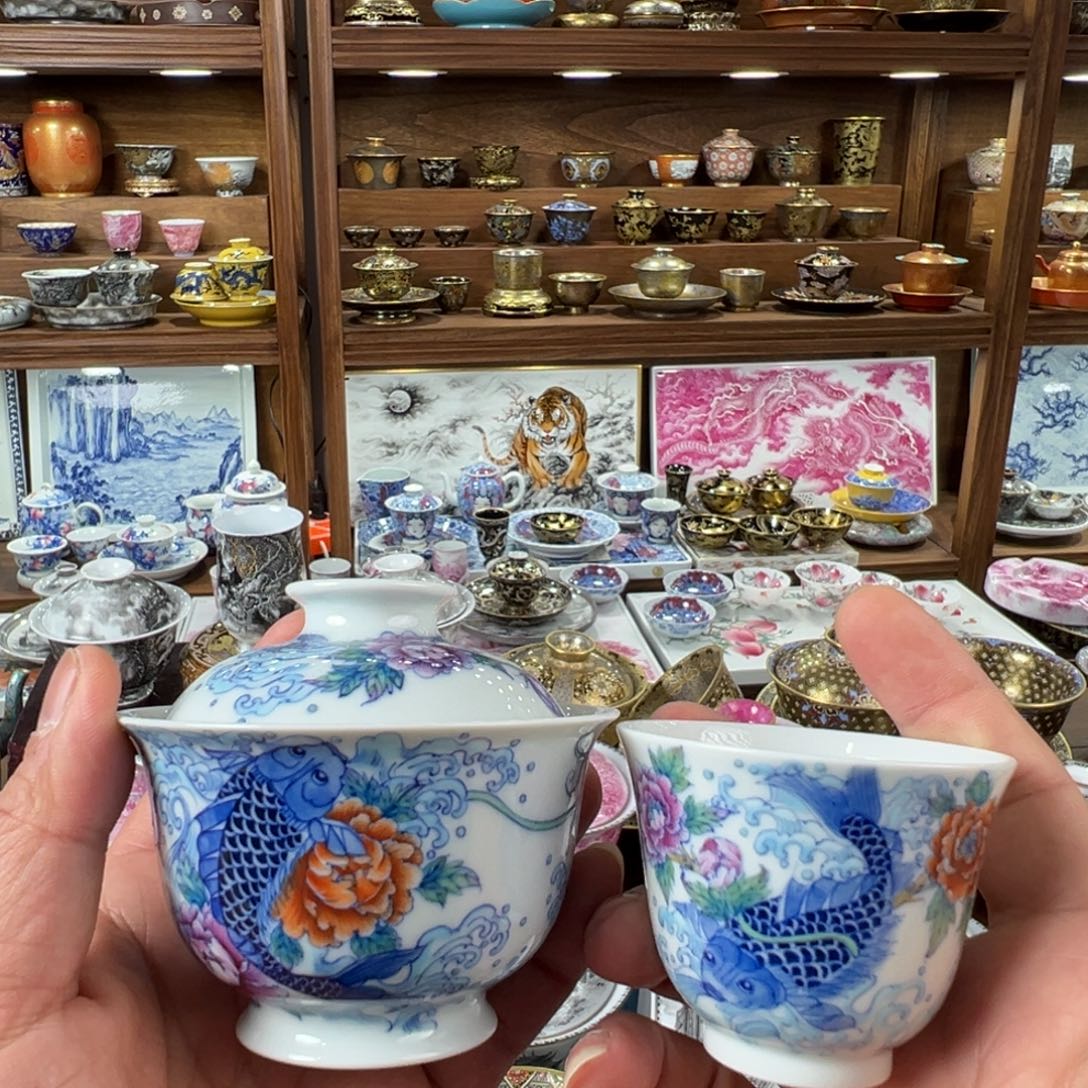 锦上添花梦鱼盖碗➕主人杯